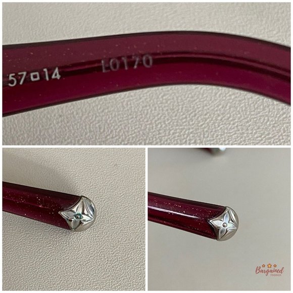 Authentic LOUIS VUITTON Burgundy Acetate Iris PM Rhinestone Oval Sunglasses - Picture 10 of 12